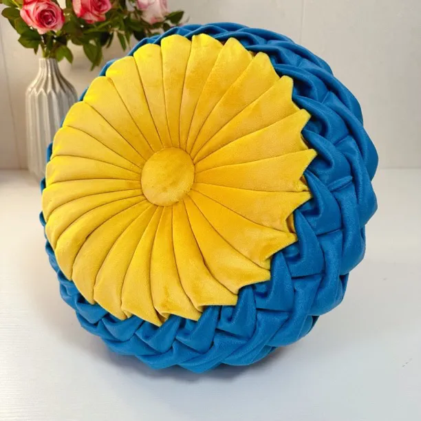 爱心双拼网红手工抱枕简约编织材料包大尺寸42-43cm配1.2斤颗粒棉