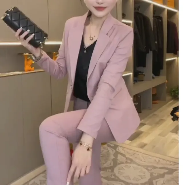 2024夏季潮流新款时尚洋气网红气质休闲韩版西装裤子两件套