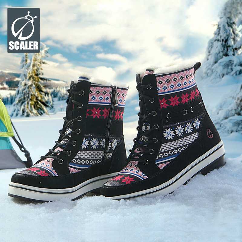 SCALER/思凯乐雪地靴女中筒加绒保暖防滑增高时尚印花X8097936