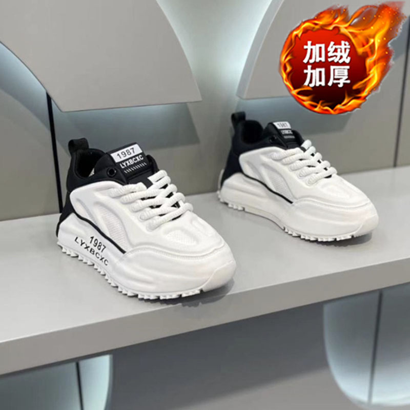 厚底高帮老爹鞋男士2023冬季新款轻质加绒保暖时尚百搭休闲阿甘鞋