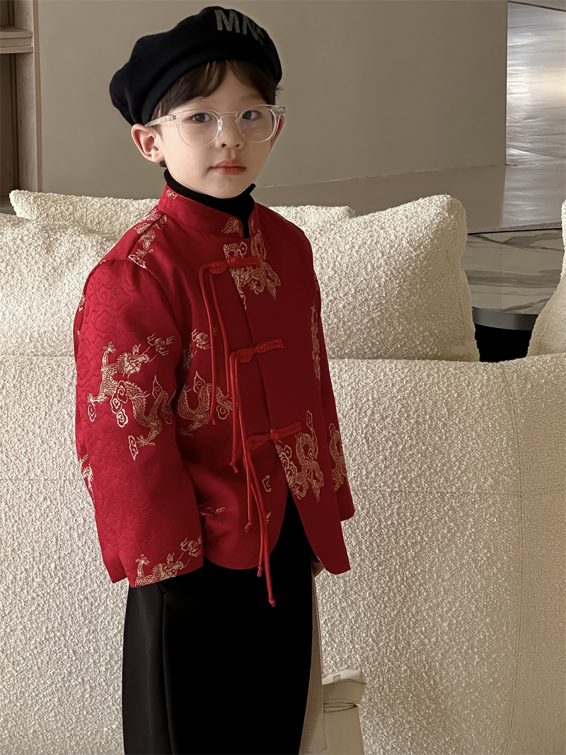 儿童唐装男童童装中国风古装汉服中小童拜年服喜庆新年装宝宝冬款