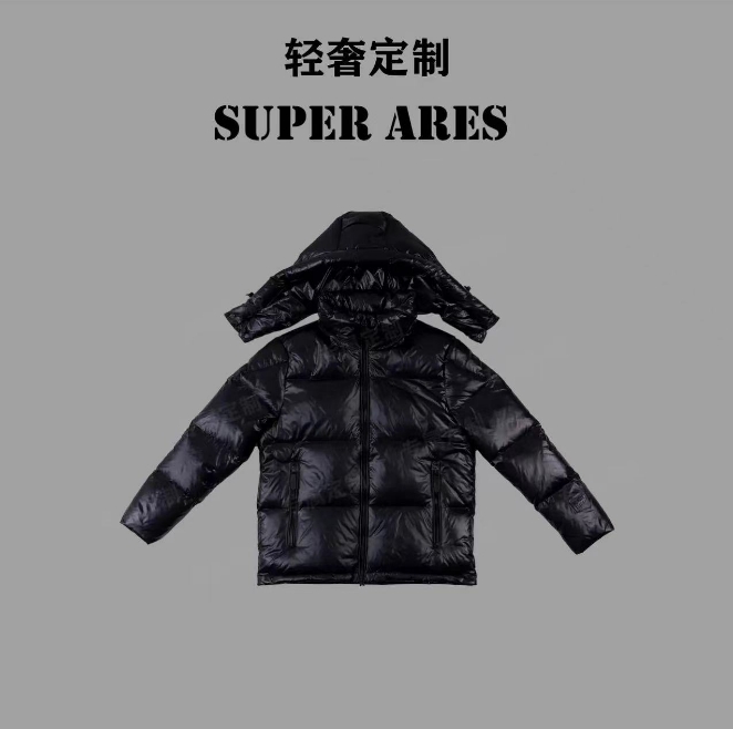 耀石黑钻连帽白鸭绒加厚外套