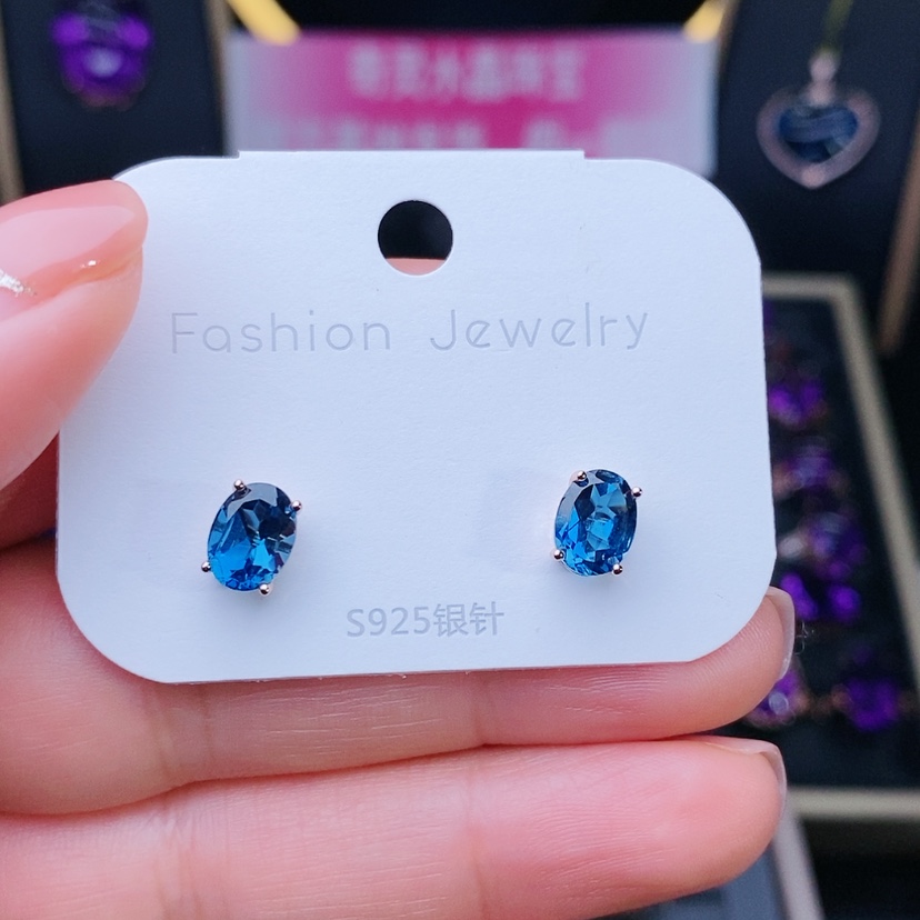 【闪购商品】托帕石耳饰银S925镶嵌