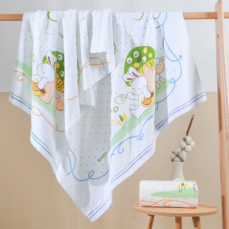 婴儿浴巾纯棉儿童宝宝印花盖毯吸水卡通婴童新生儿洗澡婴儿毛巾被