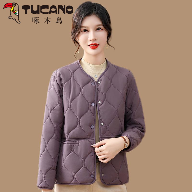 啄木鳥妈妈冬季轻薄小棉袄中年女士秋冬短款棉衣中老年冬装外套洋