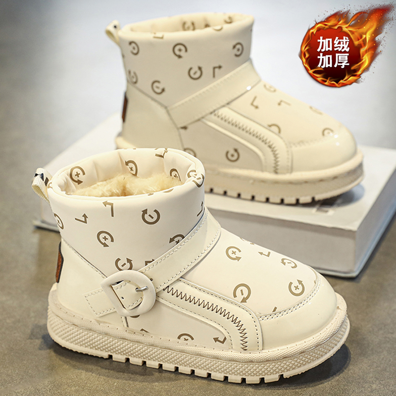 回力瑞女童雪地靴2023年冬季款儿童加绒加厚保暖棉鞋中大童面包鞋