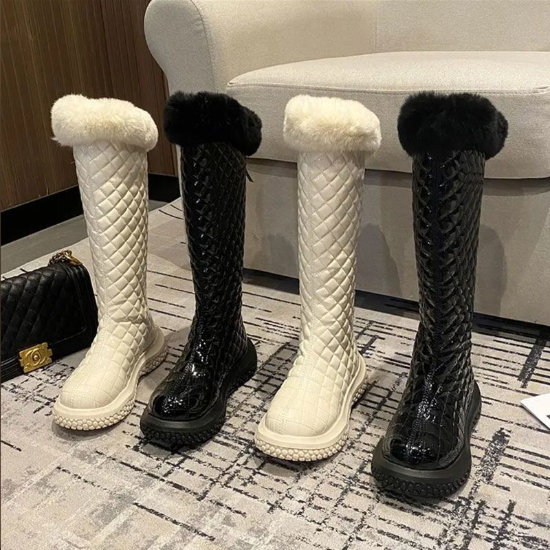 红蜻蜓牌防水防滑雪地靴皮毛一体新款冬季加绒加厚不过膝长靴保暖