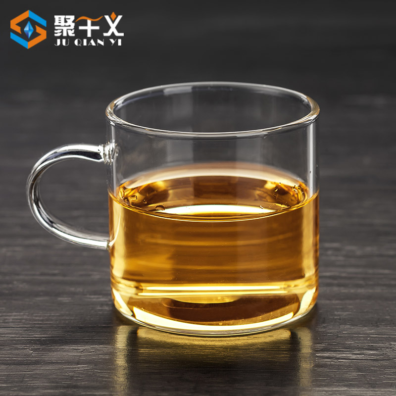 聚千义高硼硅玻璃直筒杯透明玻璃花茶杯水杯功夫茶具品茗杯