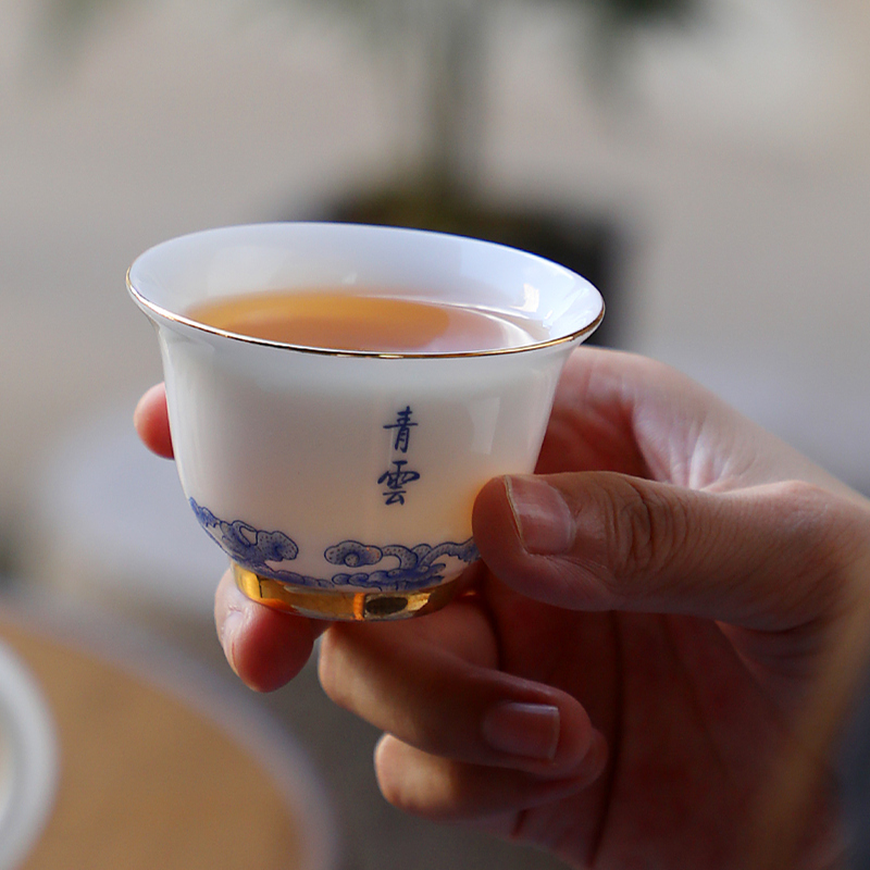 言造 羊脂玉青云茶杯个人专用高档功夫家用套装陶瓷男女士品茗杯