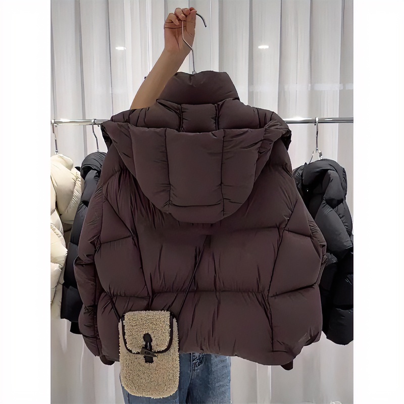 秋冬咖色连帽面包服羽绒服冬季新款女装高级感超好看小个子短款
