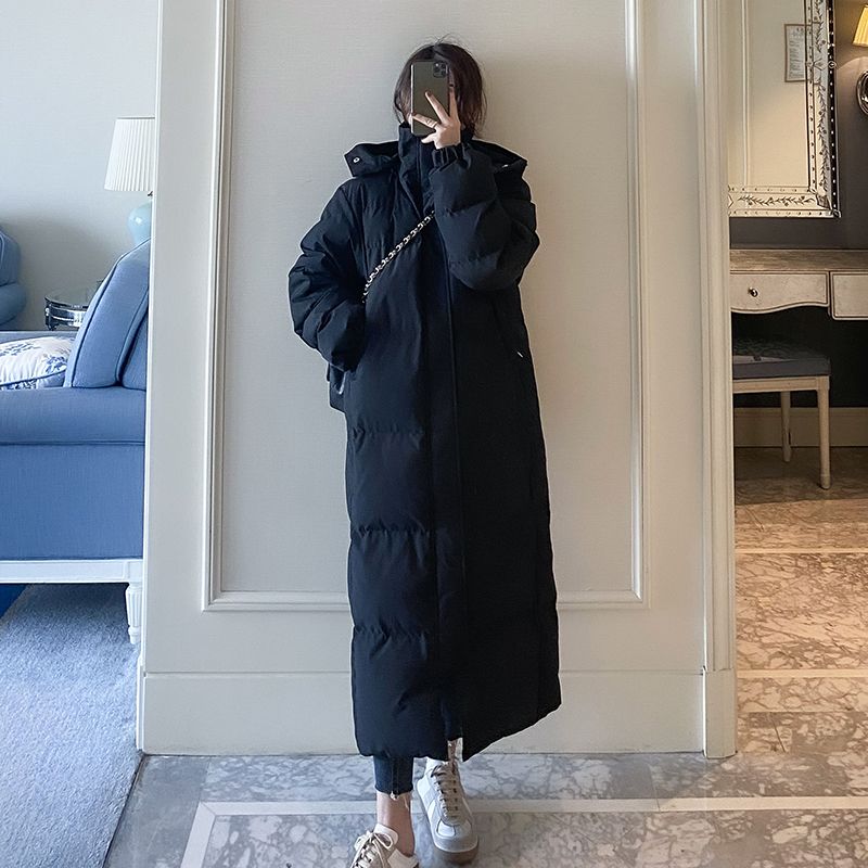 白鸭绒羽绒服女2024年冬装韩版过膝超长款到脚踝学生中戏