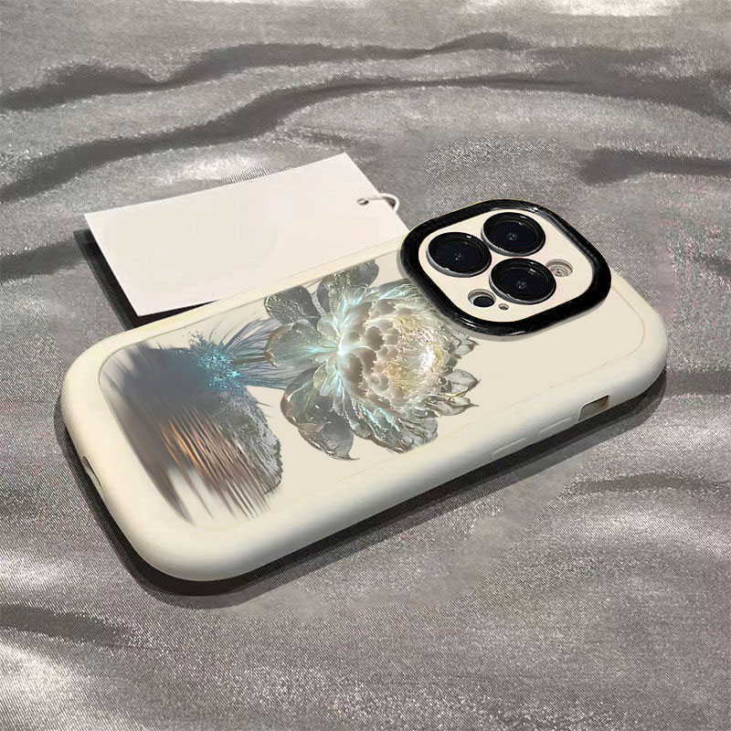 高级炫彩荷花苹果15promax手机壳iphone14全包13_12_11_x软硅胶7