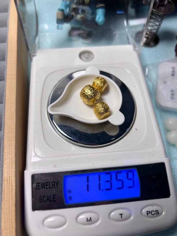足金黄金唐草纹珠回纹珠
