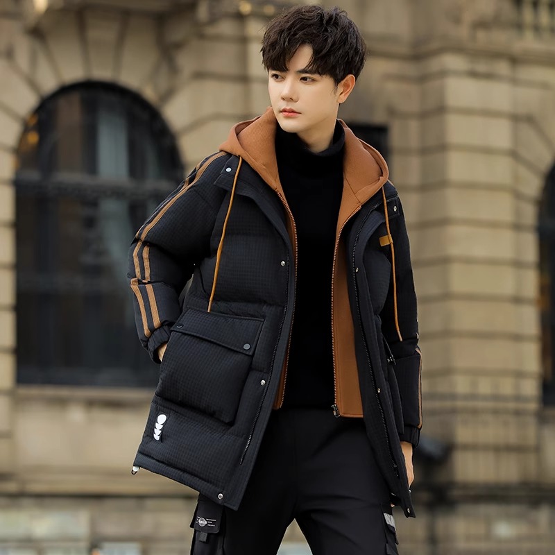 FEBOFNERO/弗布法尼罗羽绒服中长款青少年加厚保暖白鸭绒连帽外套