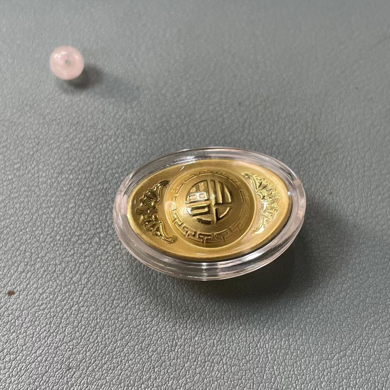 Z-8098  足金999元宝摆件搭水晶转运珠