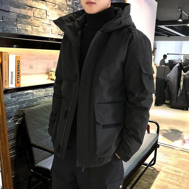 雪中飞羽绒服男2023冬季新款潮流帅气短款学生工装轻薄加厚冬装男