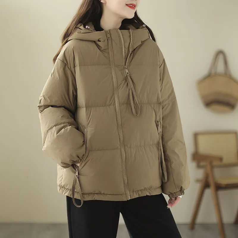 雪中飞羽绒服女2023新款冬季羽绒休闲韩版短款宽松连帽加厚时尚小