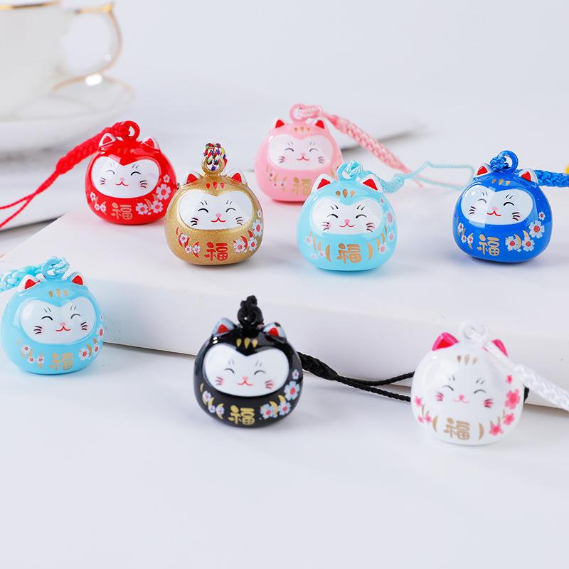 厂家直销招财猫铃铛 开运御守水音铃铛小挂件日式梦幻饰品挂饰