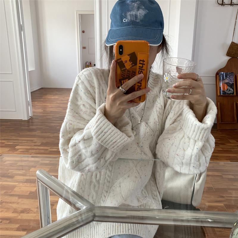 2023秋冬新款小众设计感毛衣女外穿宽松港味打底针织麻花套头上衣