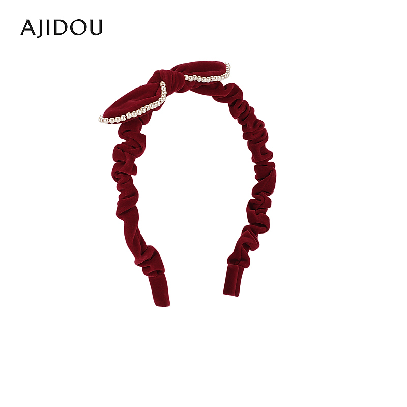 AJIDOU阿吉豆休闲时尚仿珍珠蝴蝶结发箍