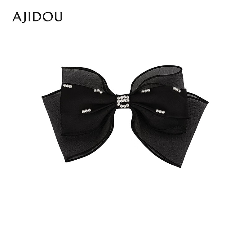 AJIDOU阿吉豆甜美时尚仿珍珠蝴蝶结横夹