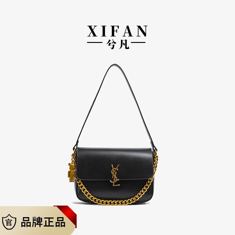 秋冬新款时尚简约百搭单肩包经典小众链条邮差包897黑色
