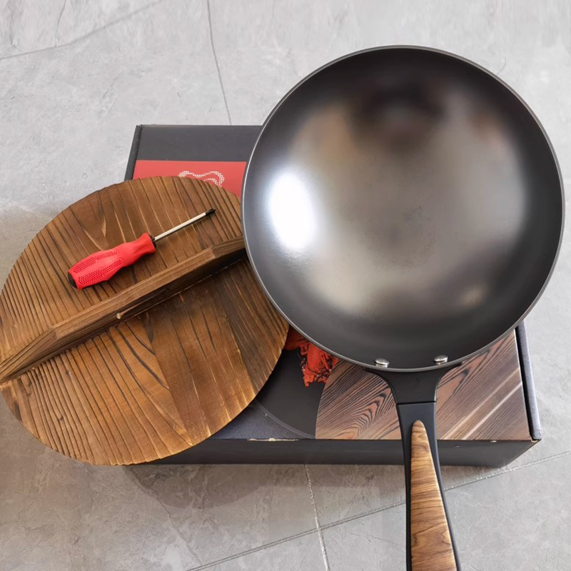 老板厨源铸铁炒锅中式不伤锅无涂层炒菜锅圆底厨房烹饪铸铁锅防锈