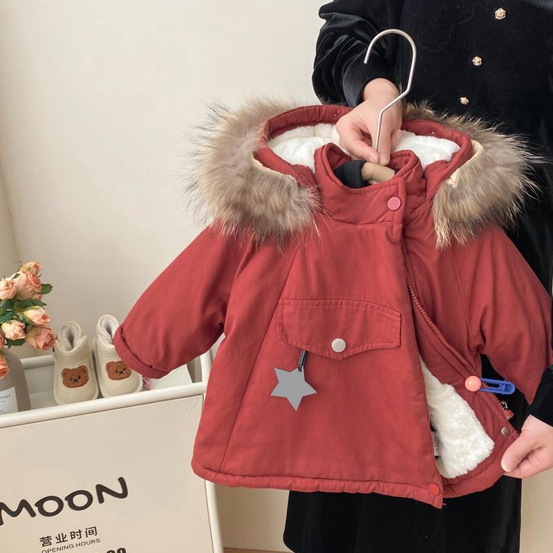 女童棉衣冬季2023新款儿童加绒加厚派克棉服外套保暖宝宝冬装棉袄