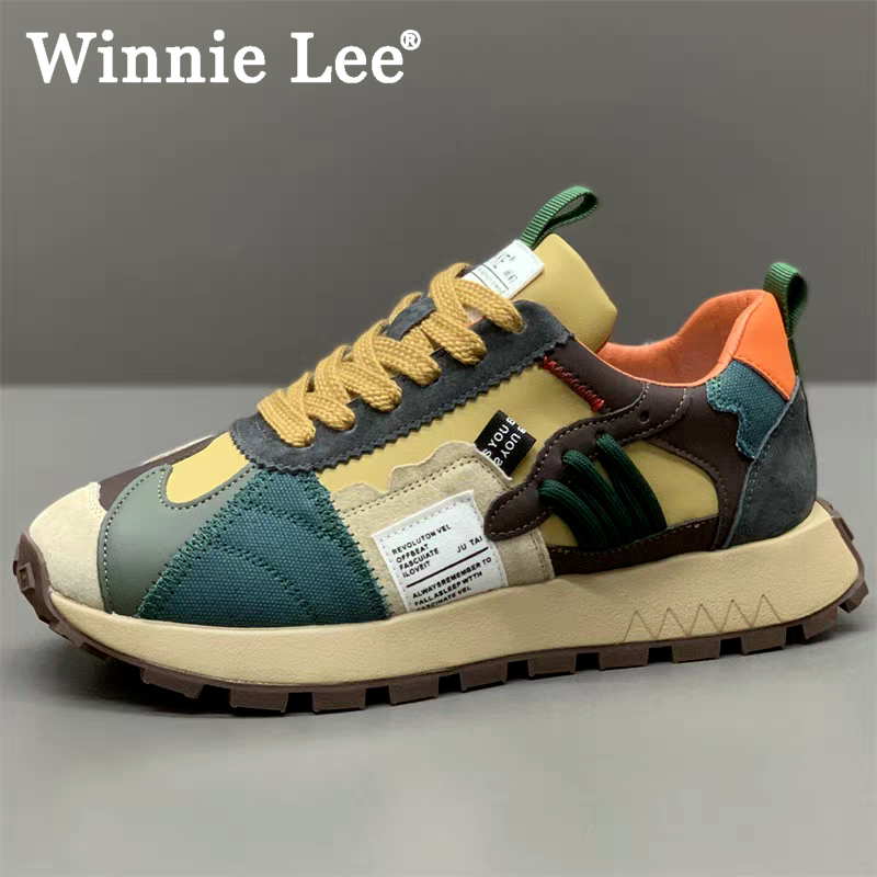 Winnie Lee2023新款男鞋冬季加绒运动休闲鞋软底百搭老爹鞋子男款
