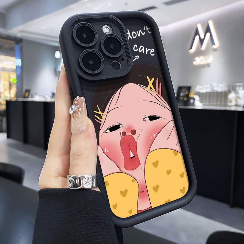 嘟嘴女孩iPhone15/14promax手机壳苹果13卡通12/11软壳xr/xs防摔8