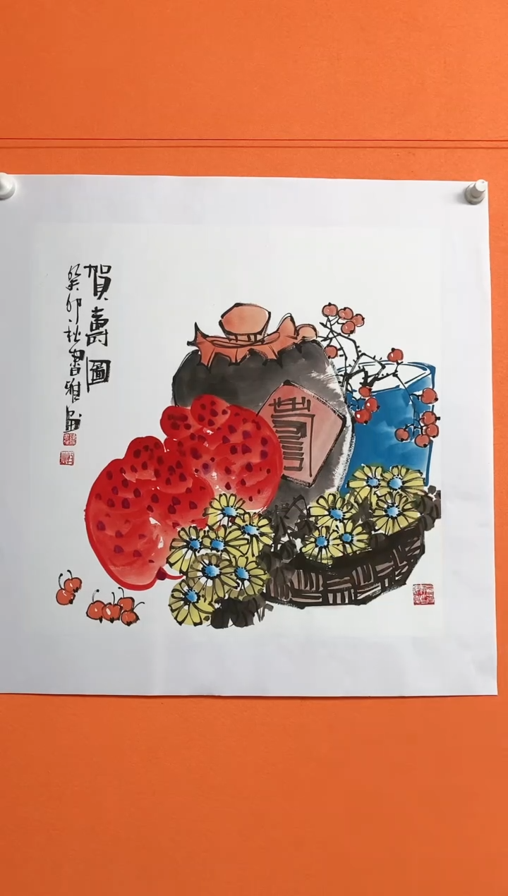 【闪购商品】陈书雅花鸟国画斗方【酒坛】