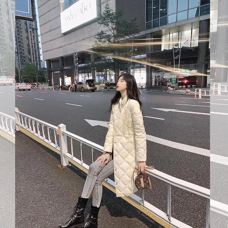 轻薄款羽绒服女中2023秋冬新款韩版棉外套潮清仓反季立领长款