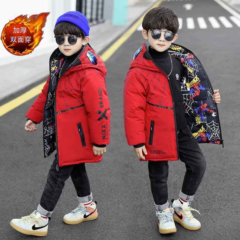 巴拉巴拉恩童装男童蜘蛛侠棉衣2023冬新款儿童眼镜棉服男孩子两面