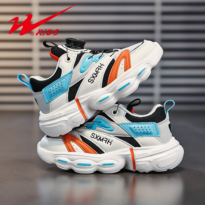  双星童鞋秋季透气网面软底小学生拼接跑步男女童运动潮鞋15194