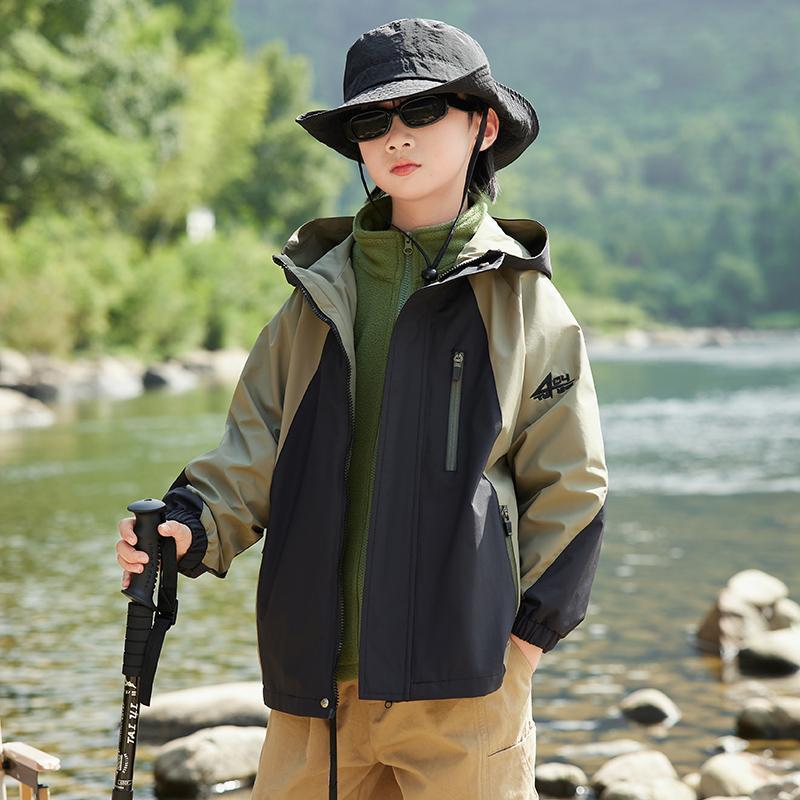 男童三合一冲锋衣冬款2023新款中大童加厚加棉外套中大童冬季套装