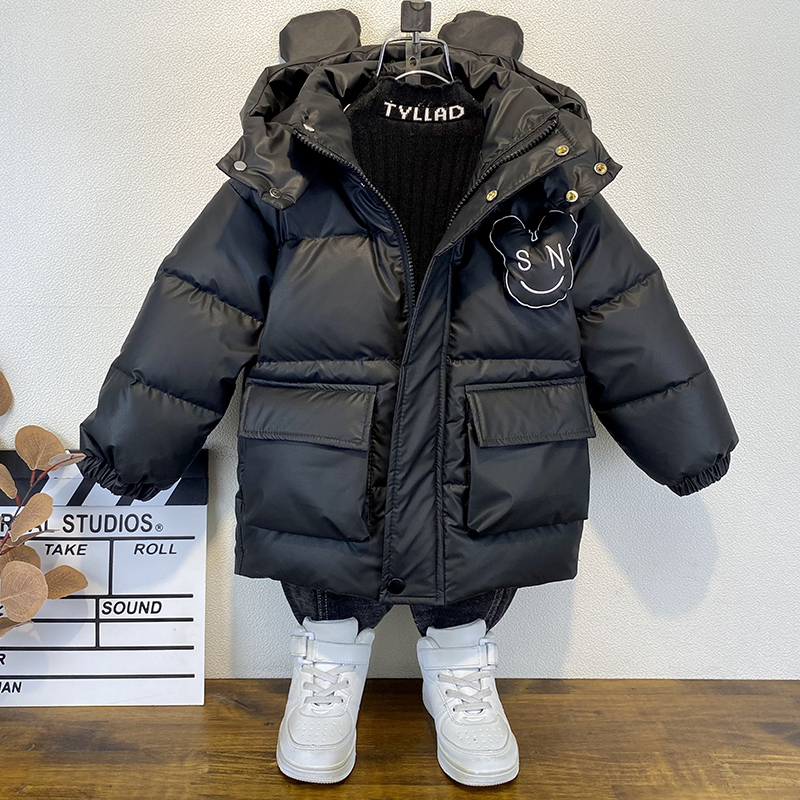 巴拉巴拉男童冬季加厚羽绒服2024新款儿童白鸭绒棉衣帅宝宝中长款