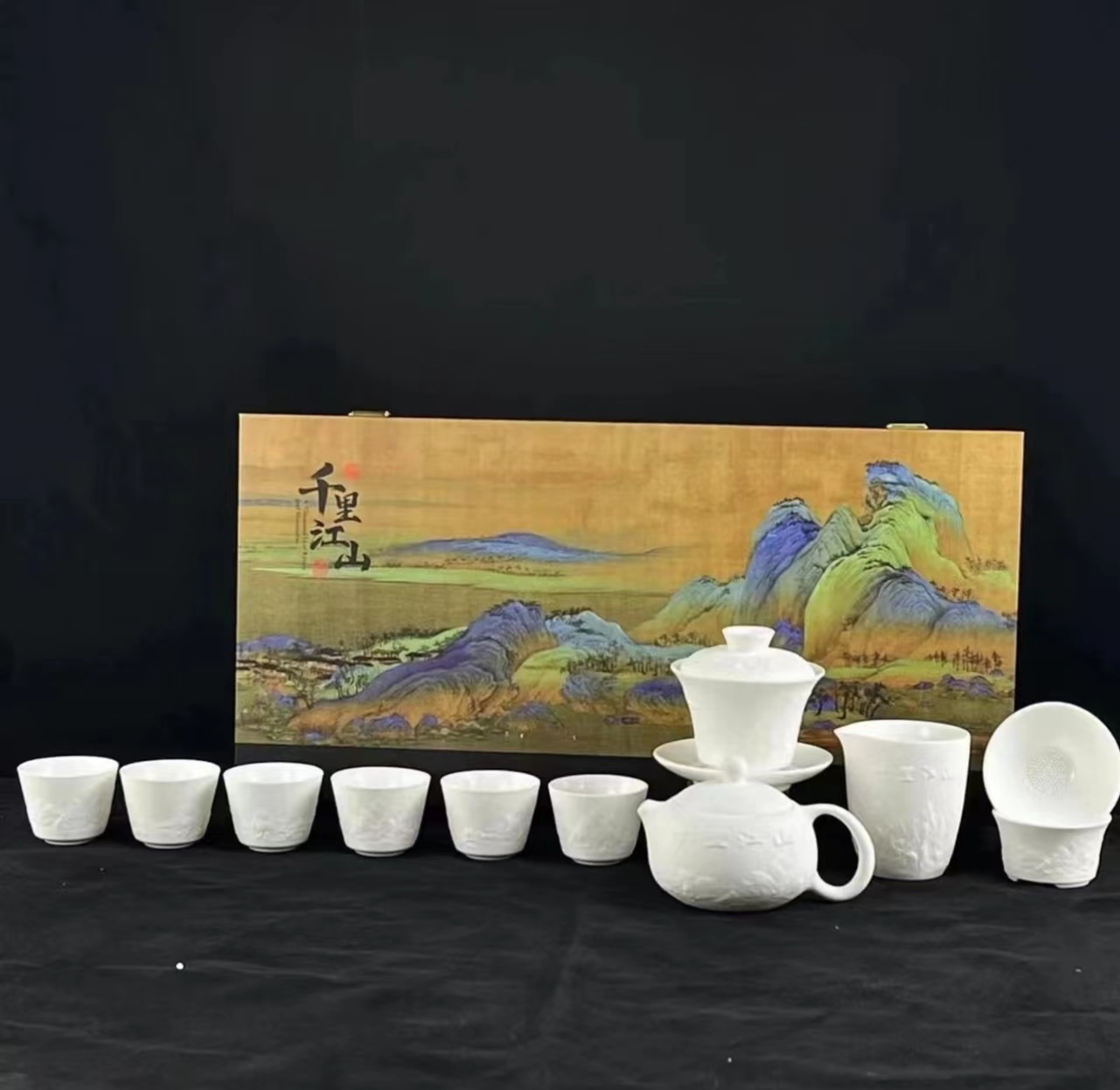 中国白羊脂玉瓷套装白瓷凤鸣壶陶瓷功夫茶具套装17