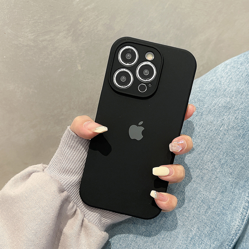 高级黑苹果14ProMax手机壳液态硅胶iPhone15全包12/13防摔耐脏11X