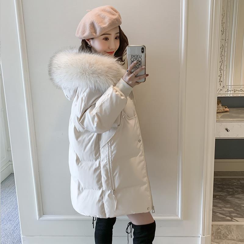 羽绒服羽绒女中长款韩版宽松面包服2023冬季大毛领加厚洋气羽绒棉