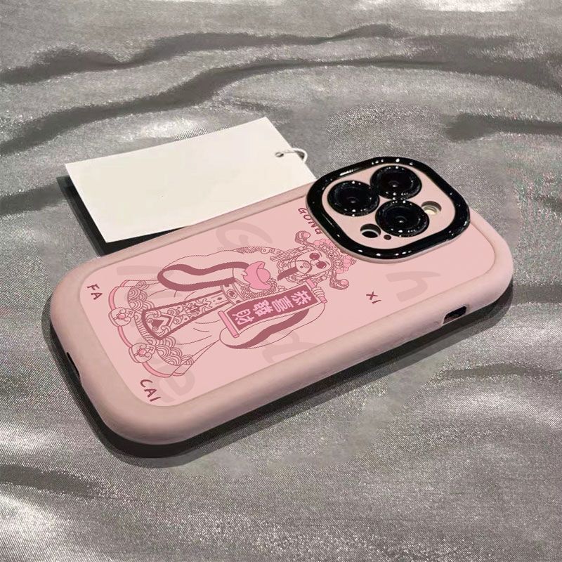 恭喜发财苹果12手机壳15plus财神iPhone11/13新款14pro创意xs/xr8