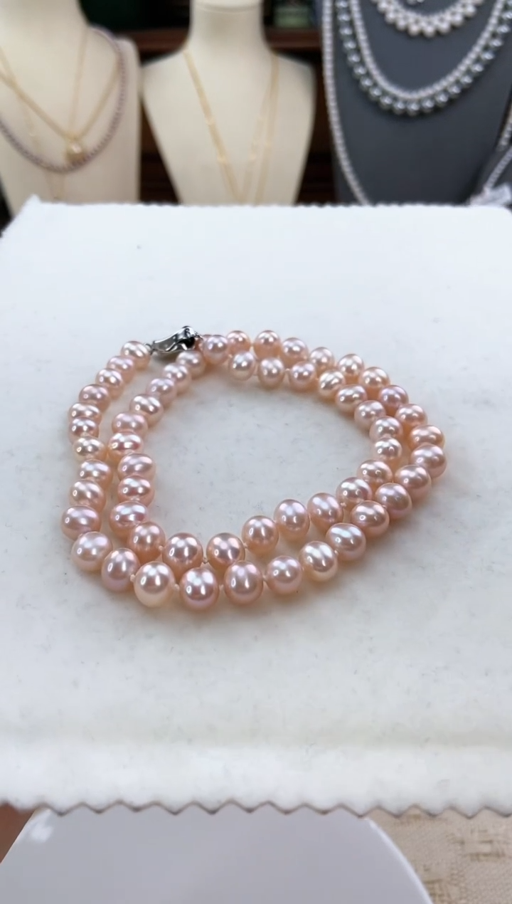 【闪购商品】淡水珍珠项链银S925镶嵌天然珍珠项链214