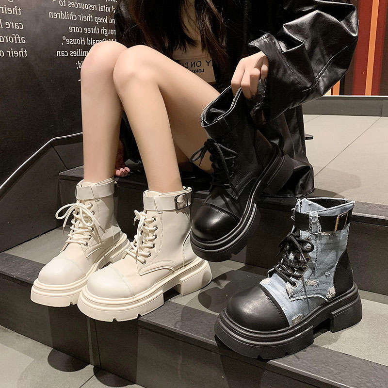 回力瑞超火不累脚百搭马丁靴女2023年秋季新款时尚甜酷法式复古厚