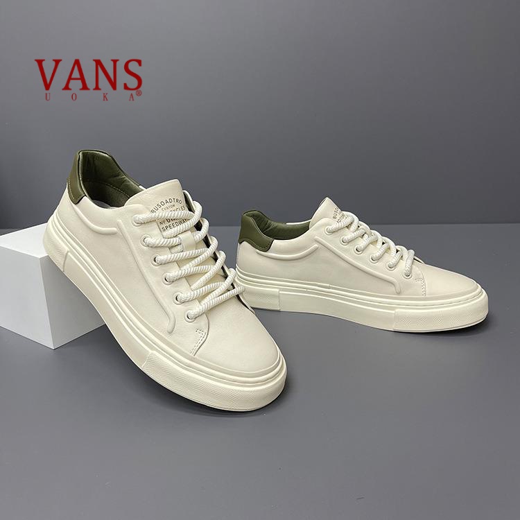 VANSUOKA男鞋小众男式牛皮潮鞋时尚简约休闲真皮男板鞋百搭男款小