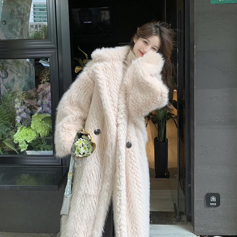 2023冬季新款韩版减龄气质羊羔毛皮草呢子大衣女加棉加厚显瘦外套