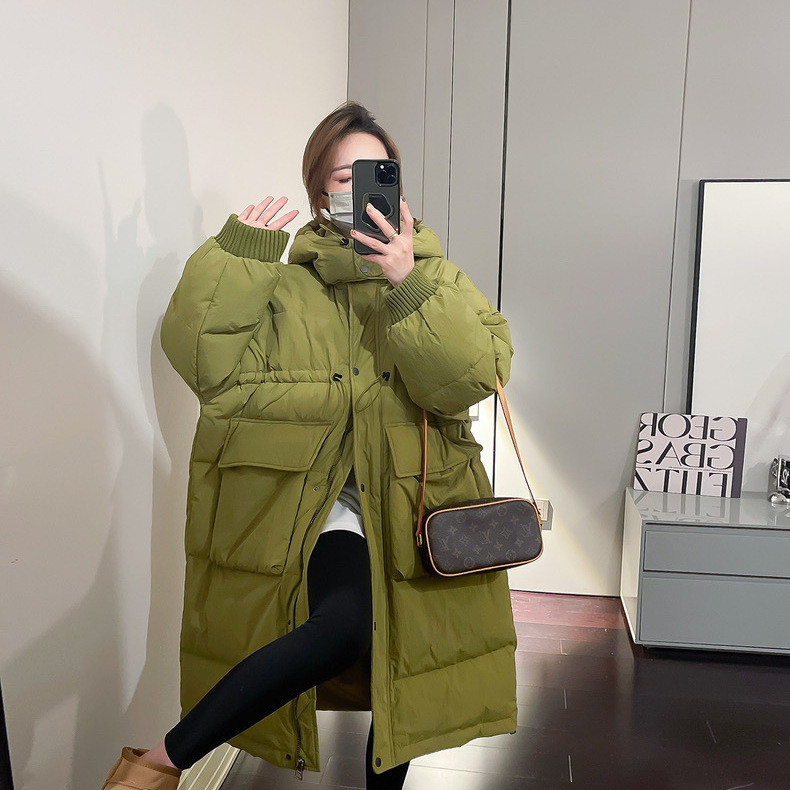 雪中飞反季中长款羽绒服女冬2023新款韩版宽松抽绳收腰加厚百搭连