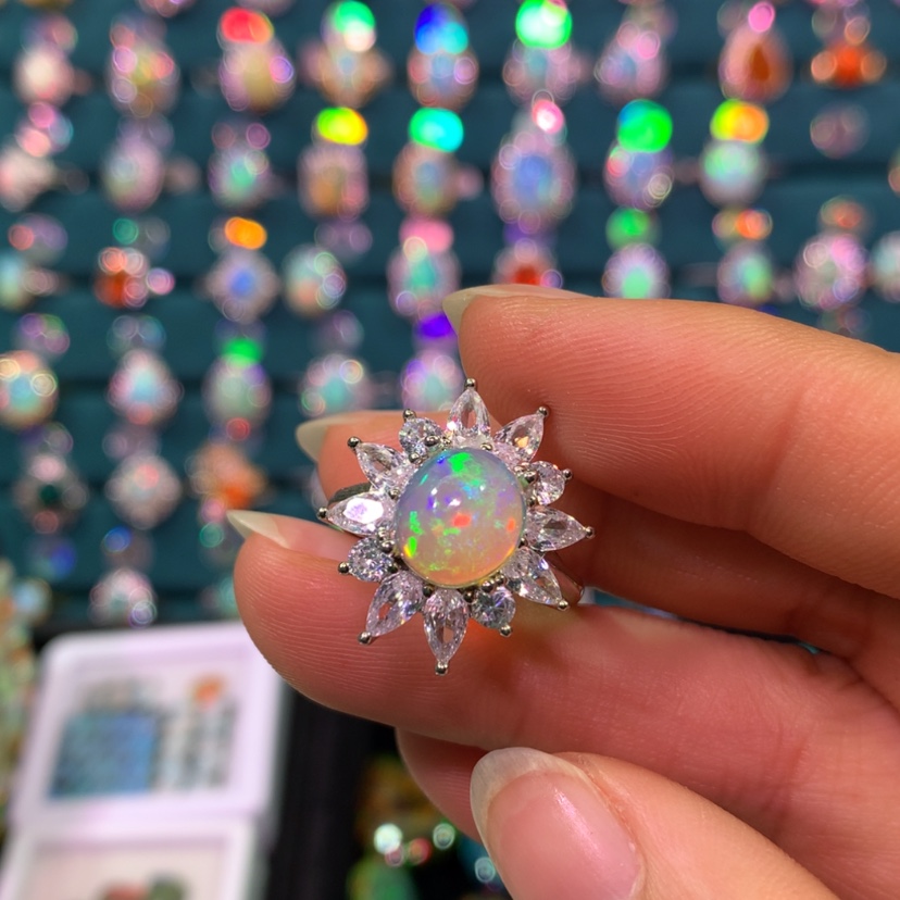 【闪购商品】欧泊戒指银S925镶嵌7***醒