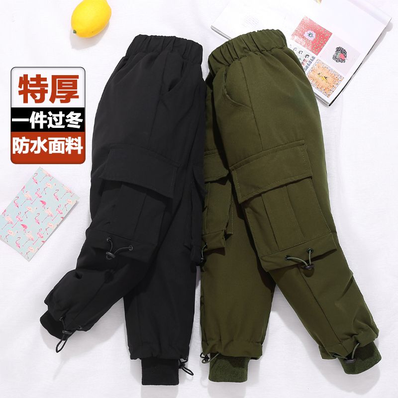 巴拉巴拉儿童防水工装裤羽绒裤男童女童白鸭绒加厚外穿中大童裤子