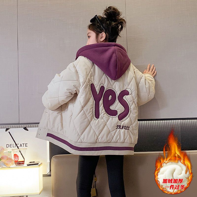 ABCKOIOI女童加绒棉服冬冬装2023新款儿童装洋气冬季大童百搭保暖