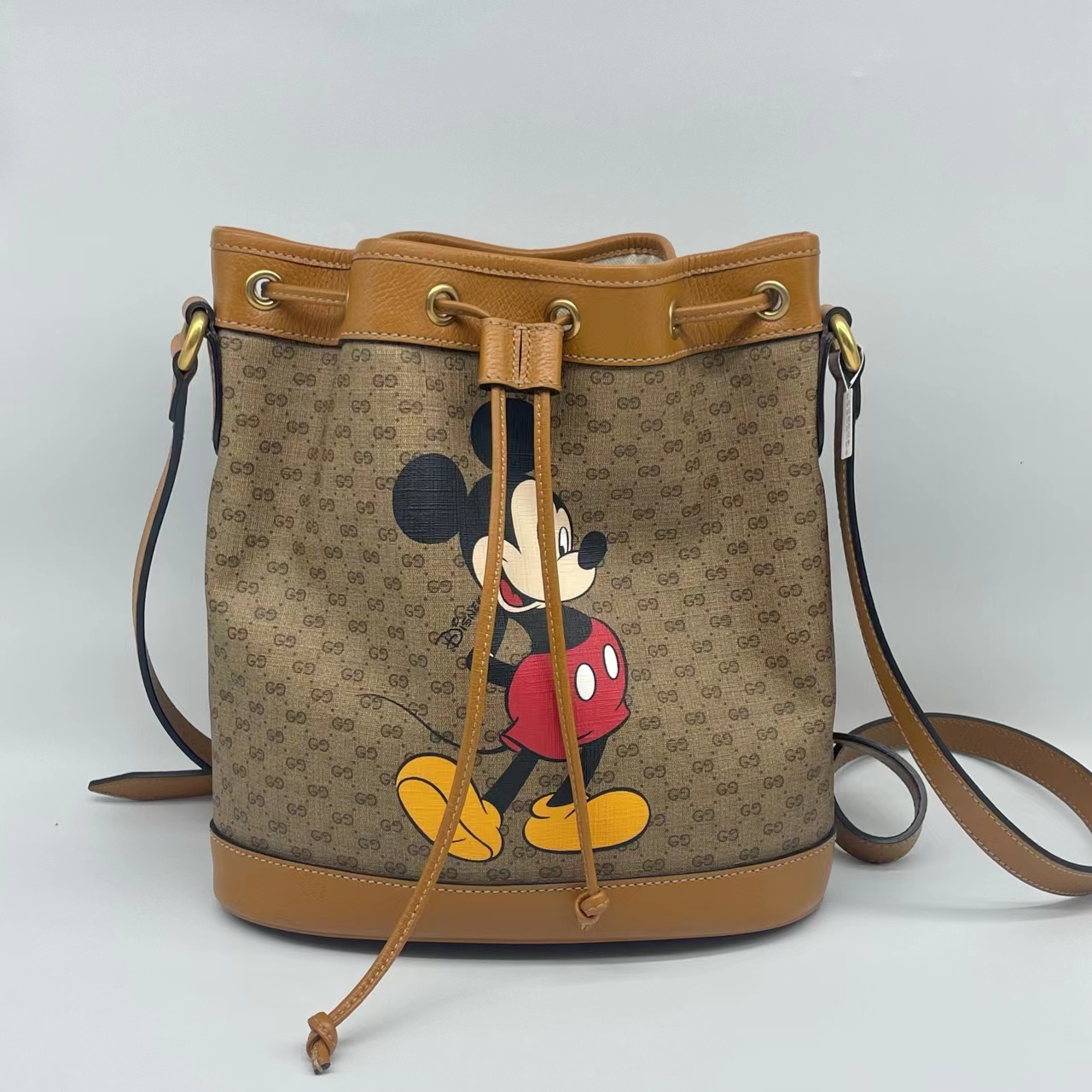 95新 GUCCI/古驰 古驰 前后两背米老鼠水桶包 单肩包 斜挎包32655