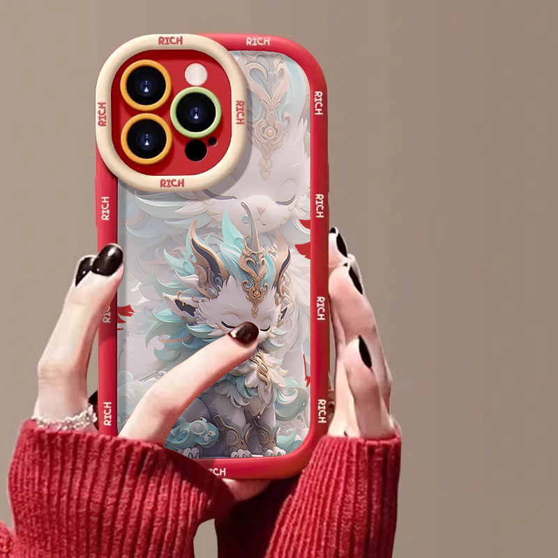 麒麟龙女苹果15promax手机壳iphone14全包13软12新年11泡芙x红7/8